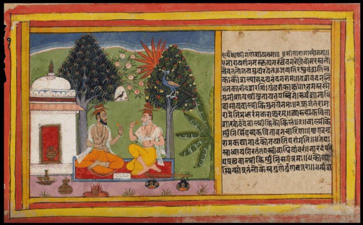 Mewar Ramanyana,bk, folio 1 Narada and Valmiki © Trustees, Chhatrapati Shivaji Maharaj Vastu Sangrahalaya (formerly Prince of Wales Museum of Western India), Mumbai, India British Library